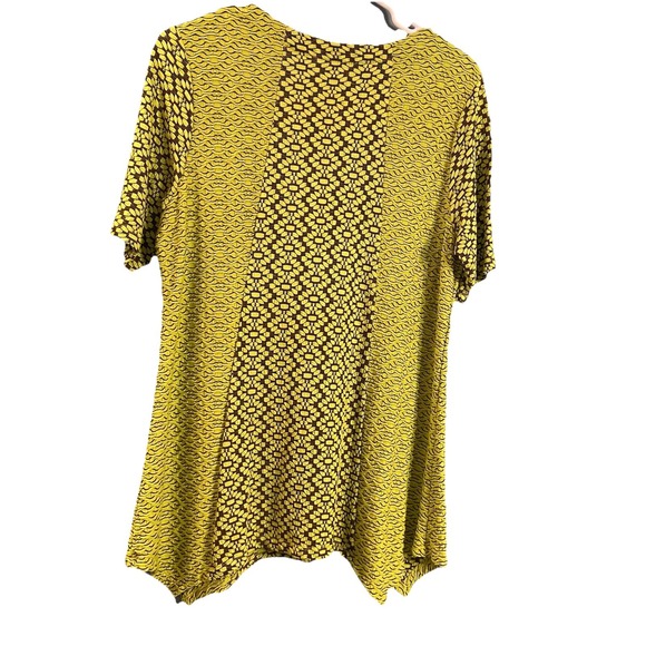 Ali Miles Women Size PL Green Brown Tunic Short Sleeves Pullover Chartreuse - Picture 5 of 9